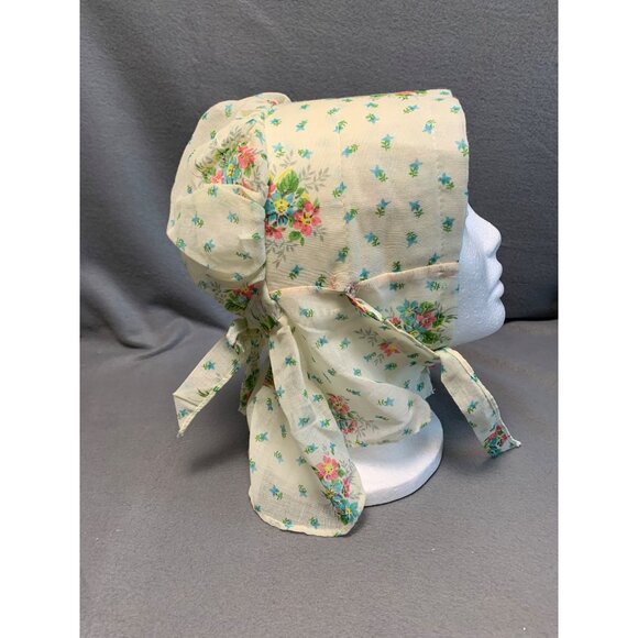 Vintage Floral Bonnet with Ties - Handmade Lightweight Fabric Charming Design - Picture 4 of 9